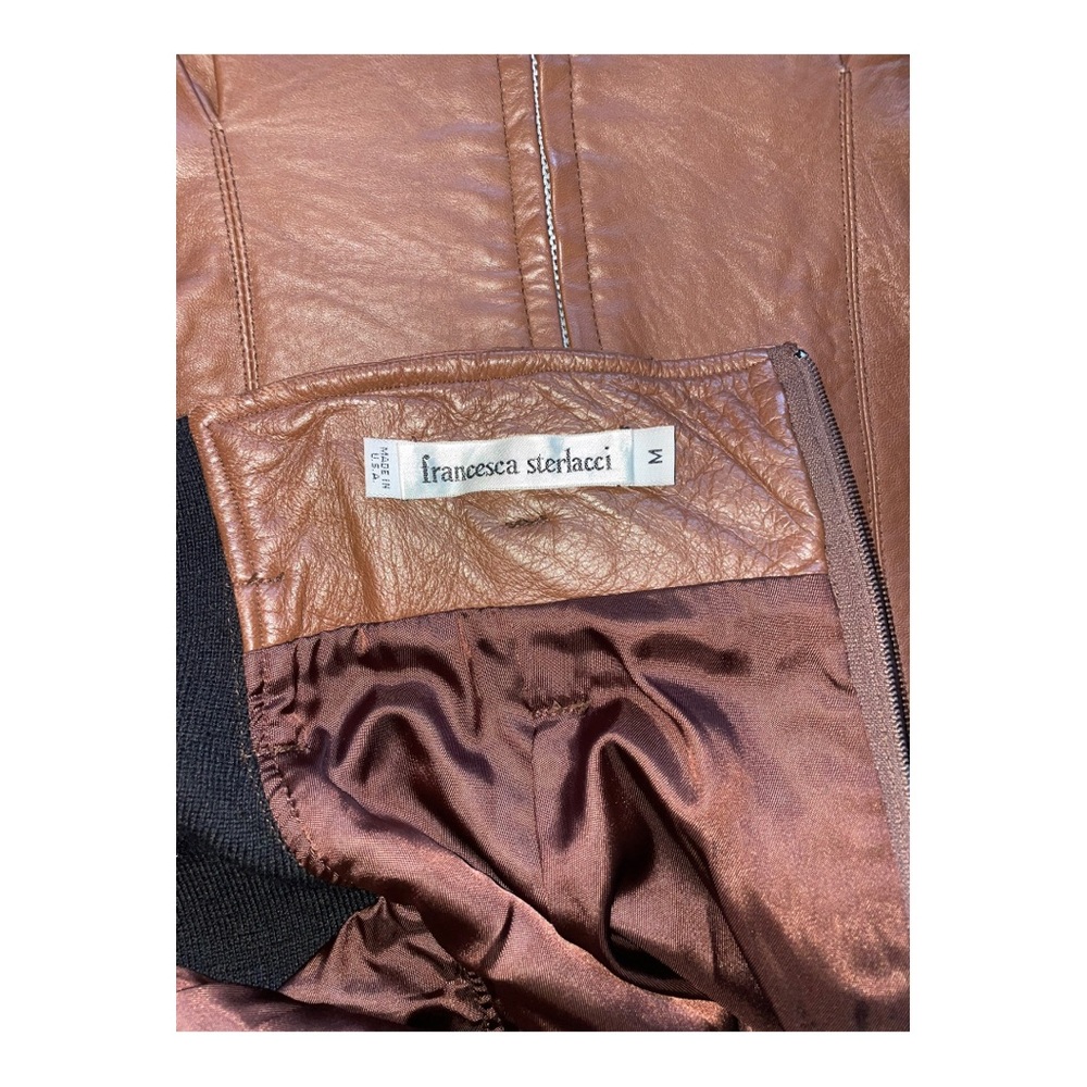 Brown Leather Skirt Set with Black Waist Panel - Picture 9 of 12